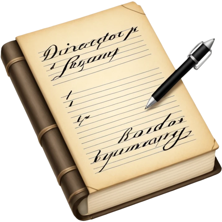 Director Script – bound pages with notes emoji