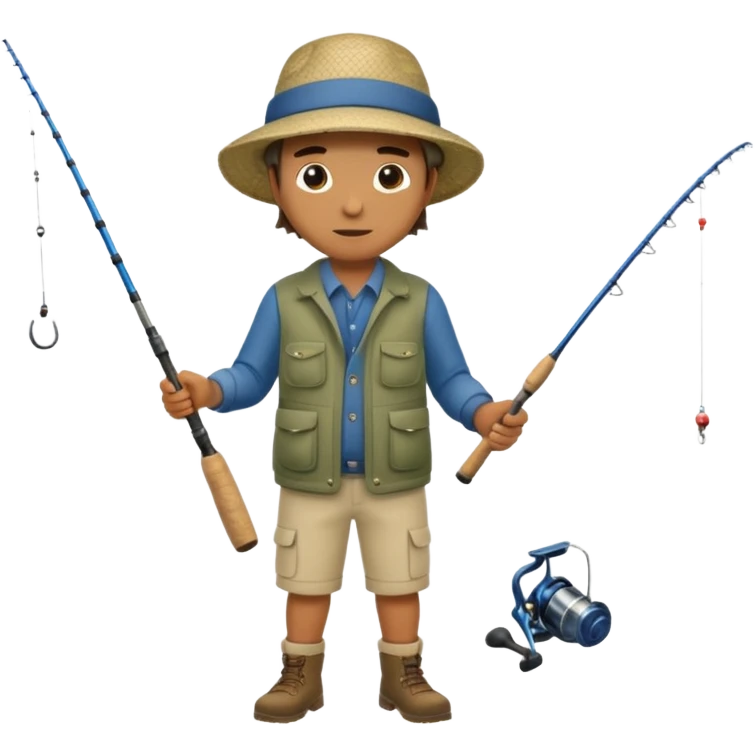 Man in motion casting a fishing rod full body emoji