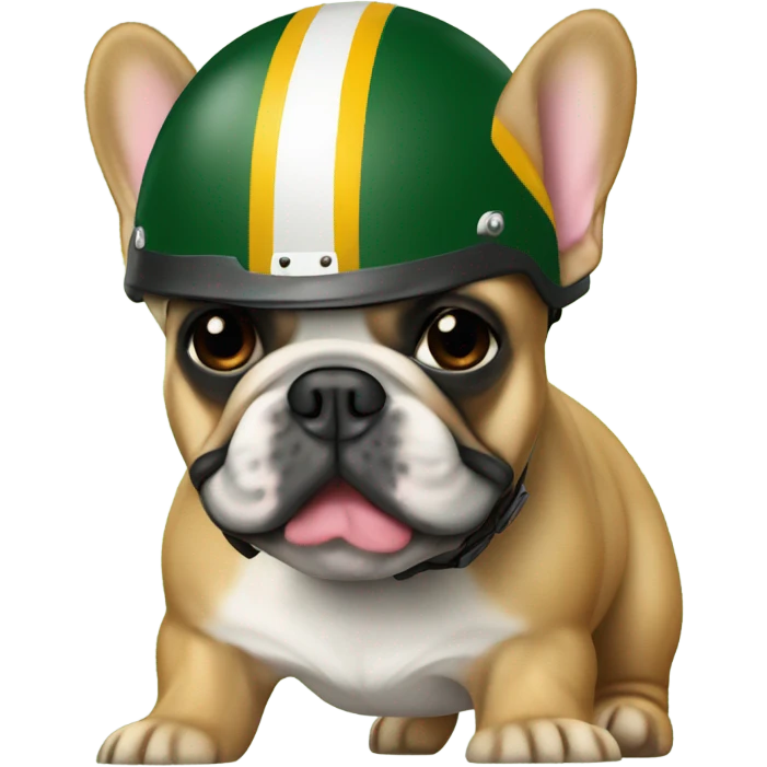 Fawn  French bulldog with Greenbay helmet emoji