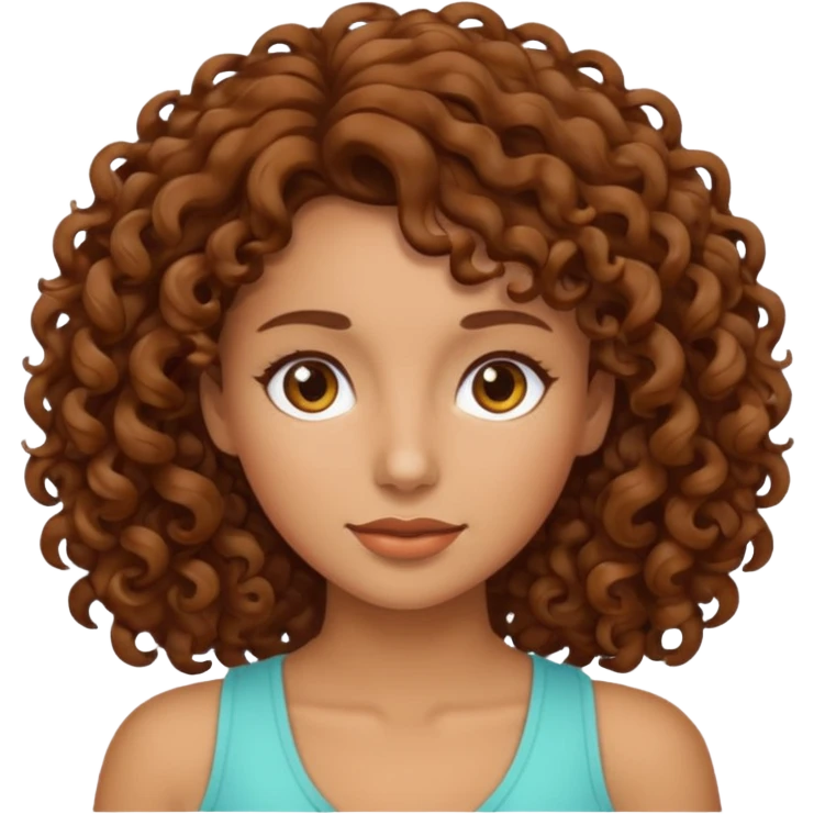 Mujer piel canela y pelo rizado emoji