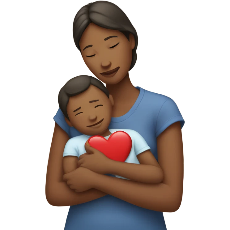 Mother holds her heart in her arm emoji