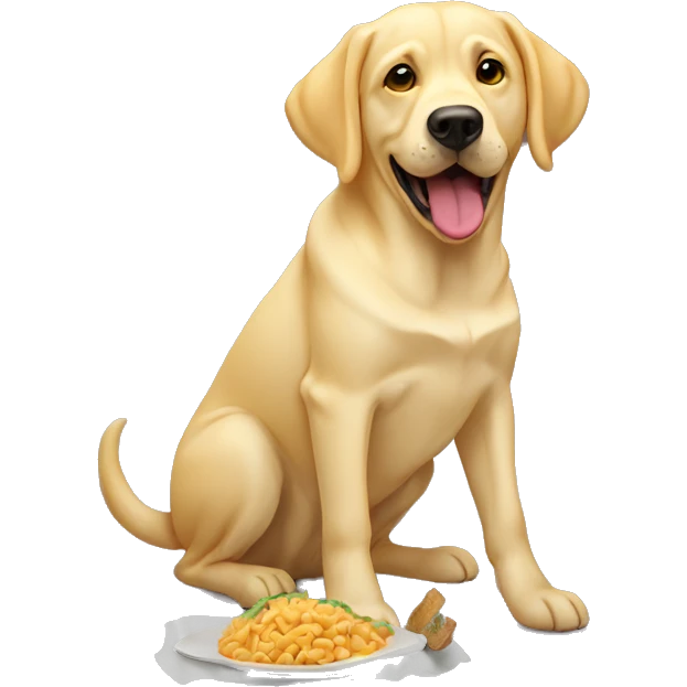 Yellow lab dog eating human food emoji