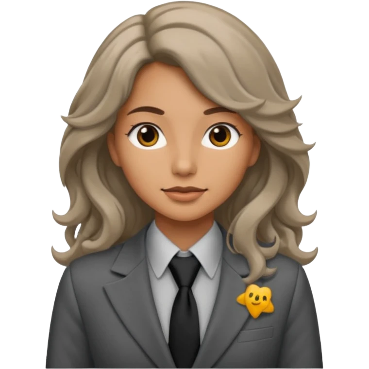 long wavy haired woman with tie and blazer emoji