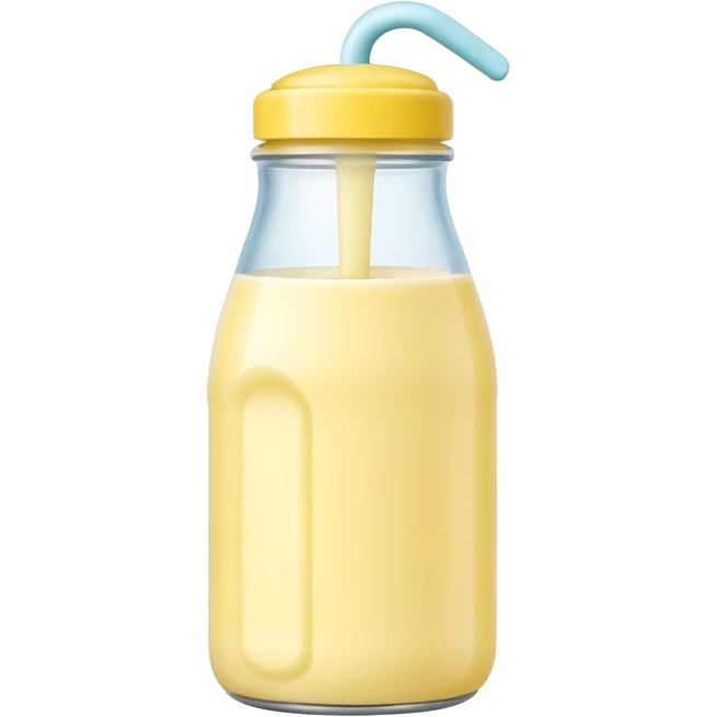 Korean banana milk bottle, cute pastel style, soft lighting emoji
