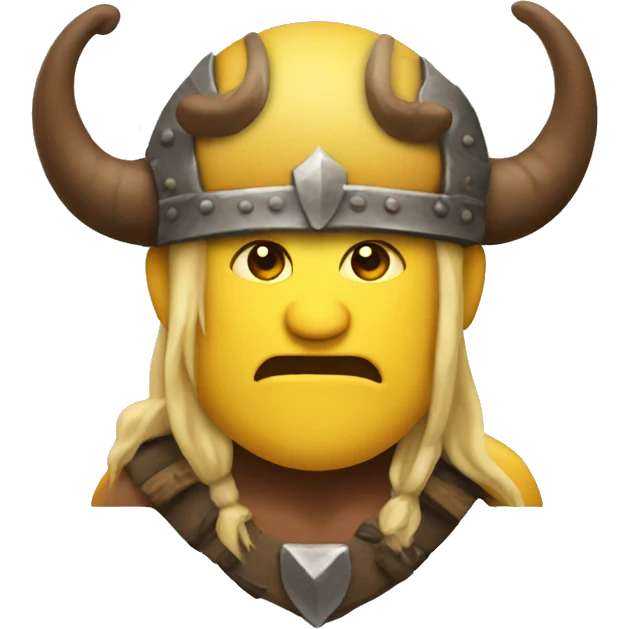 Yellow smile barbarian with hat with horns emoji