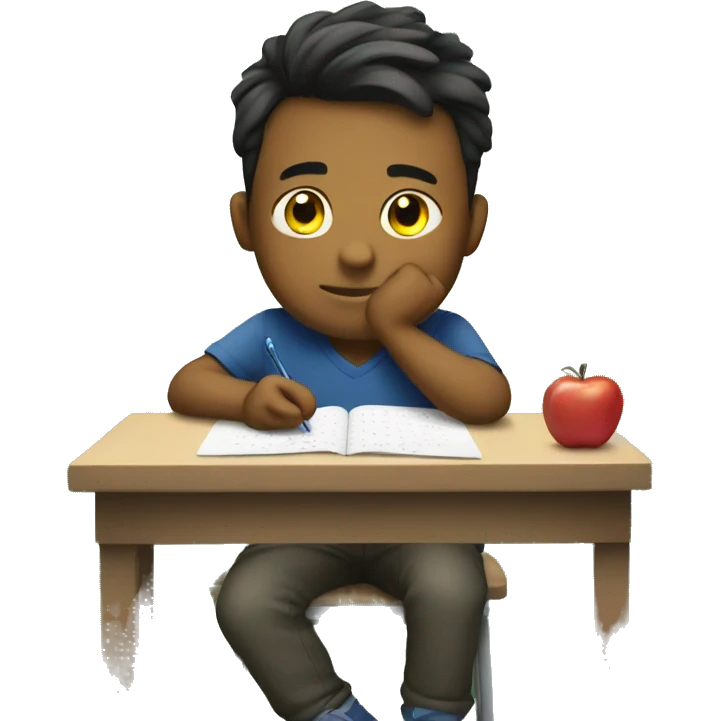 boy taking math test emoji