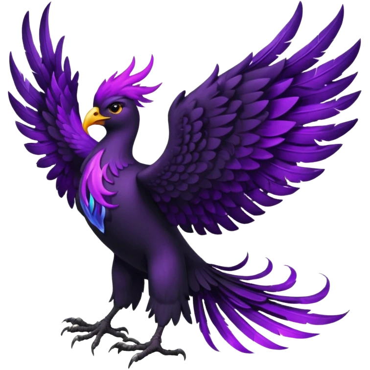 Giant Black Pheonix with Purple Fire emoji