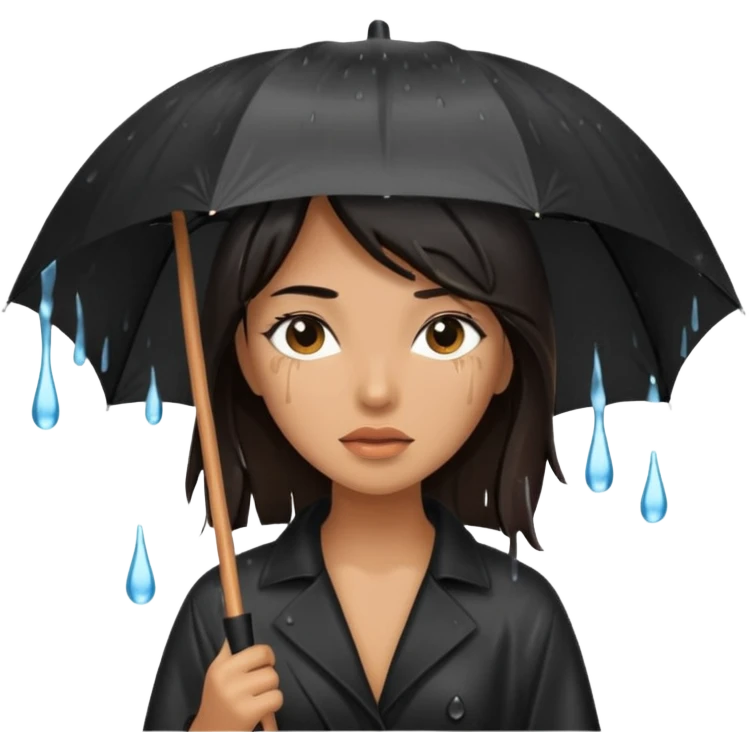 she getting wet (umbrella, dripping dark hair) emoji