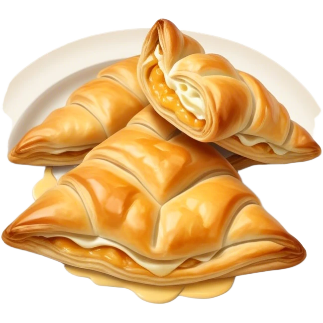 Burek sa Sirom Cinematic Realistic Burek sa Sirom Dish Emoji, depicted as a flat, flaky pastry filled with cheese, rendered with crisp textures and warm, inviting lighting. emoji