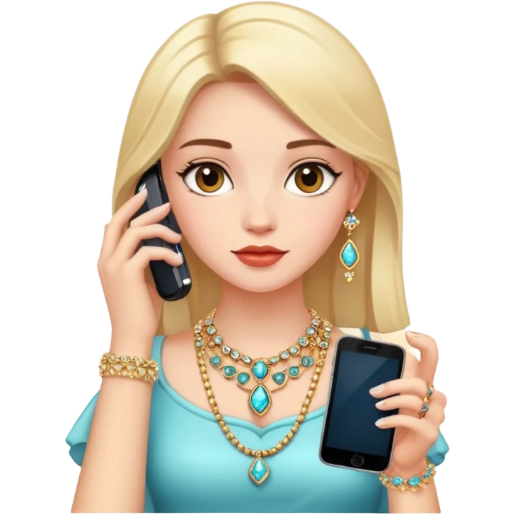 girl with phone and jewelry emoji