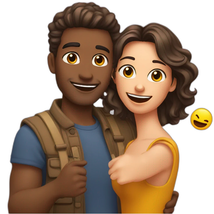 deux amis faisant un selfie emoji