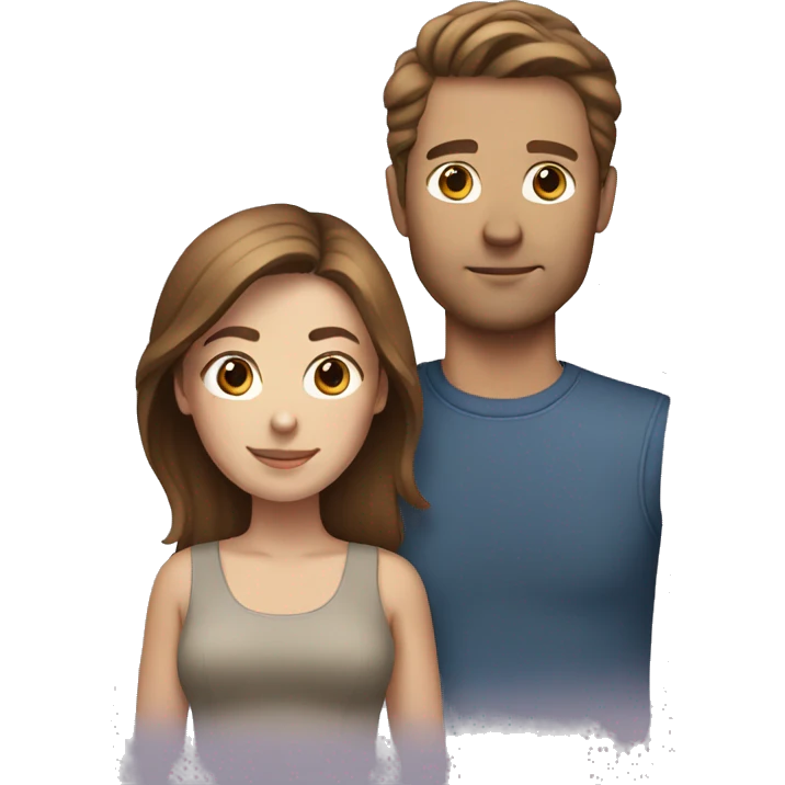 White couple with brown hair emoji