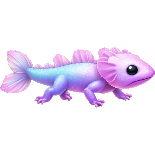 Sparkly glossy Pastel iridescent glass axolotl emoji