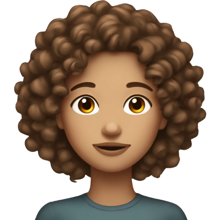 Curly brown hair clear skin girl nap emoji