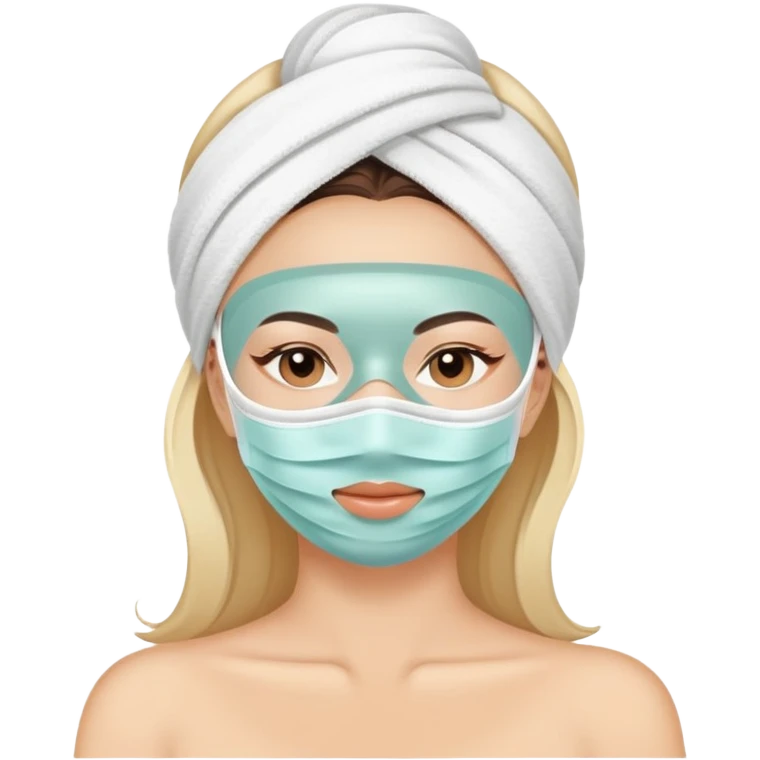 Lady with face mask spa beauty full face relaxing emoji