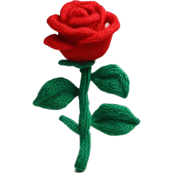 Knitted red rose emoji
