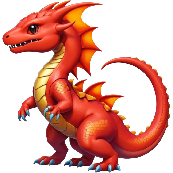 Cute Shiny iridescent Guilmon-Salandit-Fakémon-hybrid-creature (full body)  emoji