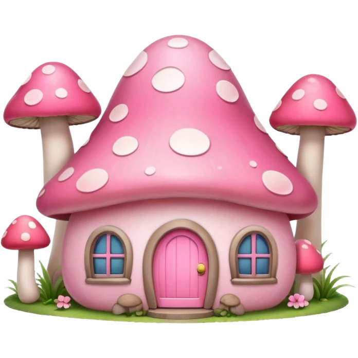 Girly pink tone cottage mushroom home emoji