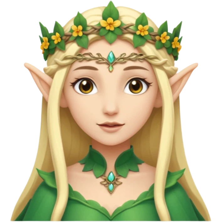 Flower-crowned elf queen emoji