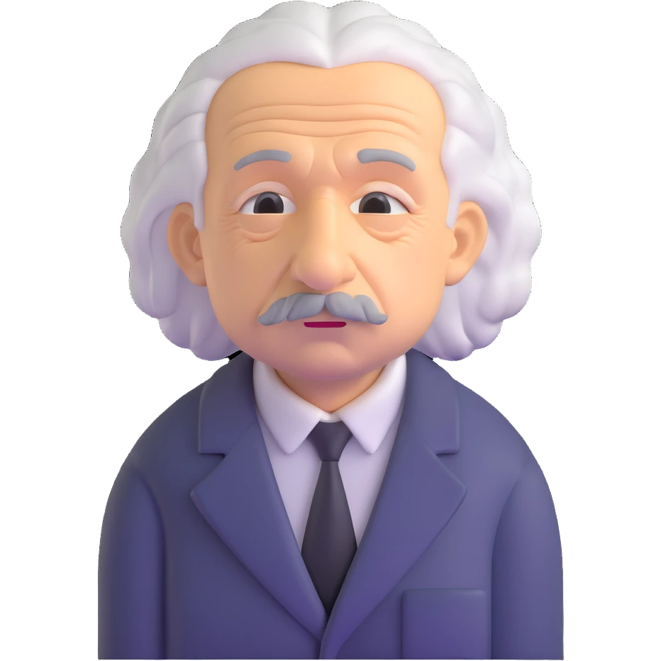 Albert Einstein with a sad expression emoji