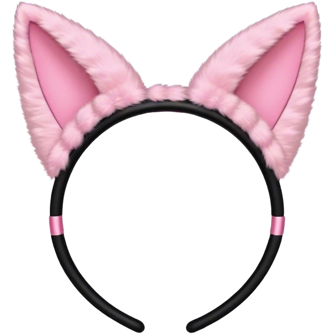 Black cat ears hair hoop with pink inside ears emoji