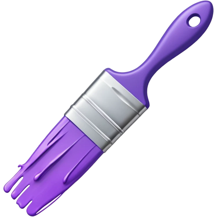 Paint brush with purple paint in the end of the brush  emoji