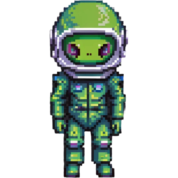 green alien in space helmet and suit emoji