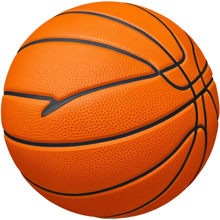 Cinematic Realistic image of a basketball rendered in vivid orange with a pebbled surface texture and crisp stitching details, set against a high-contrast backdrop that highlights its dynamic, sporty essence emoji