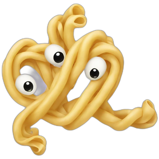 two noodles hugging each other and smiling emoji