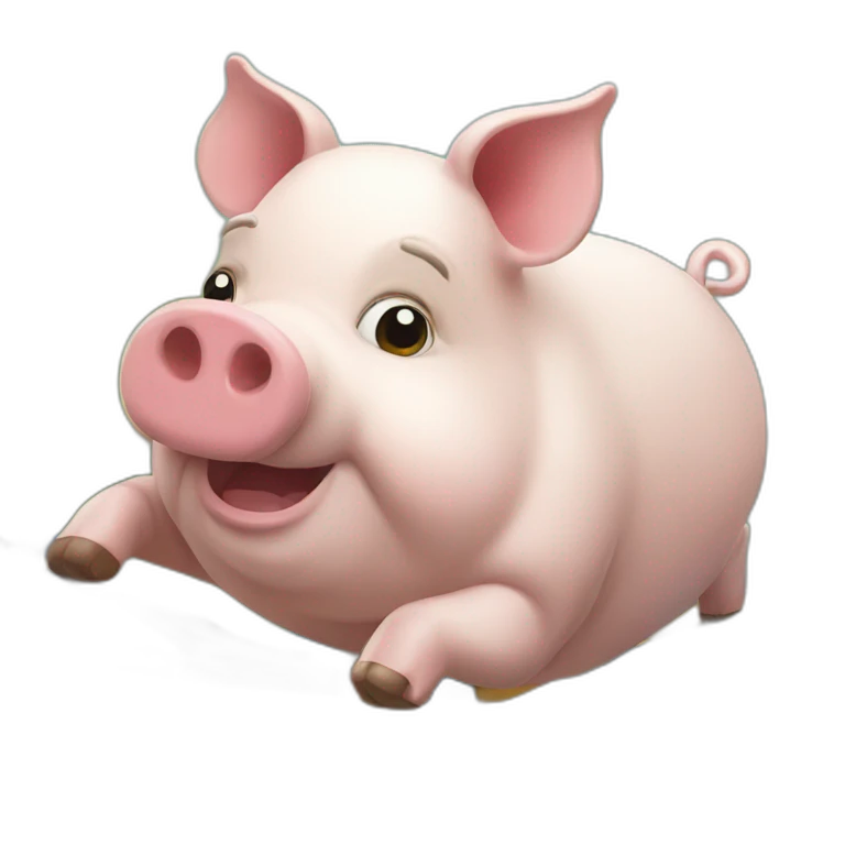 Cochon sur un trampoline emoji