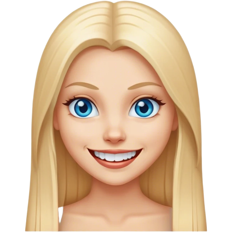 beautiful white girl with long straight blonde hair blue eyes smiling evil scary emoji