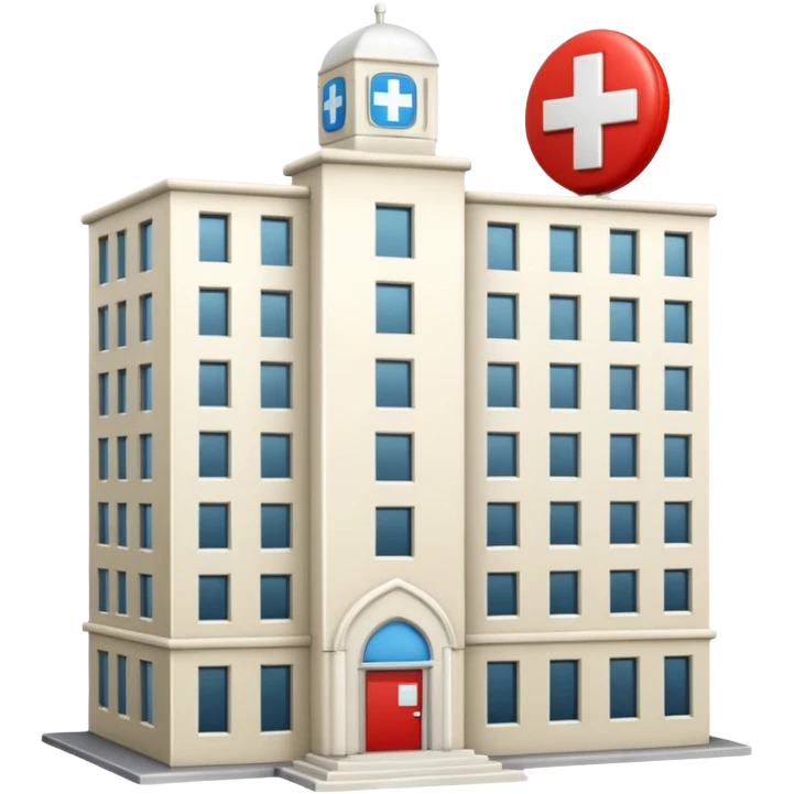 ivory tower with hospital first aid cross on it emoji