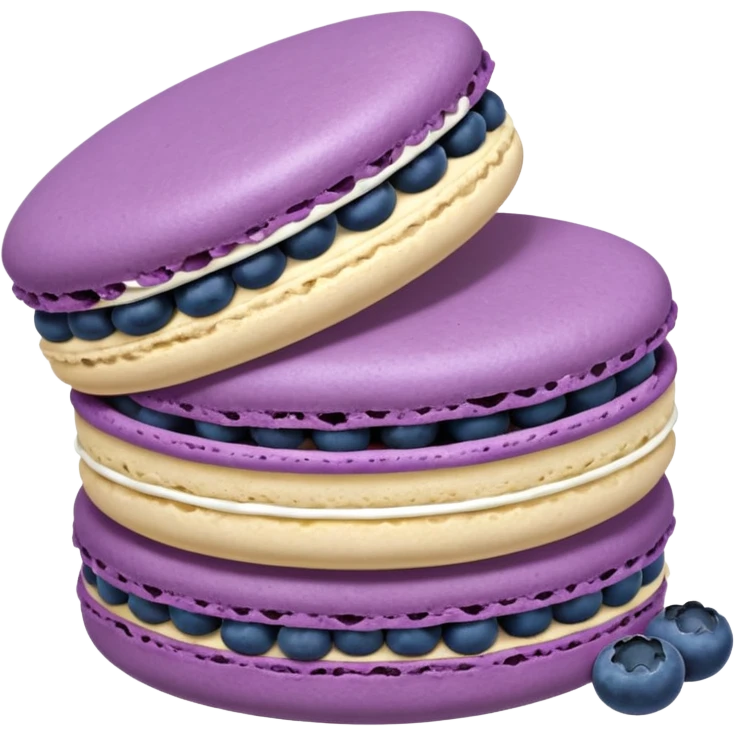 A macaron with purple cream and blueberries opened emoji