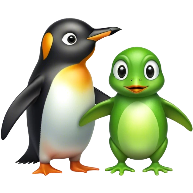 Penguin with a frog emoji
