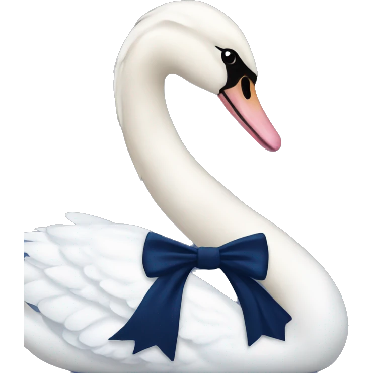 White swan with a navy blue bow emoji