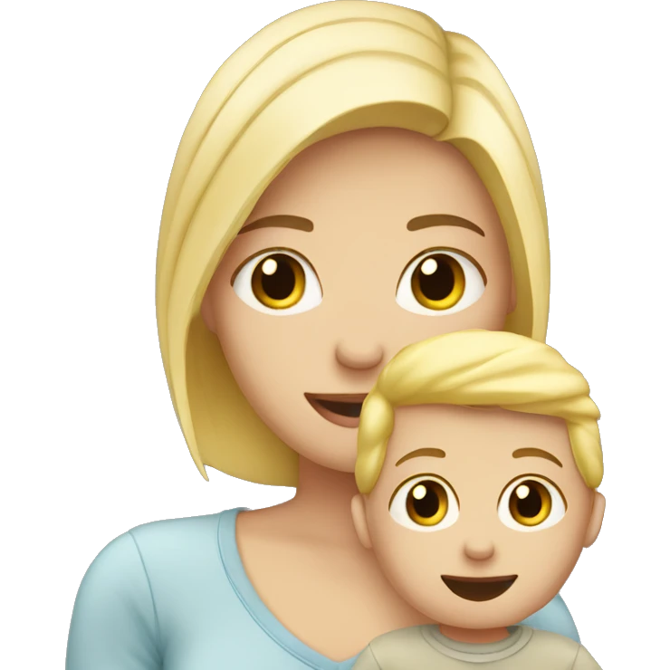 Blond girl with baby boy and husband emoji