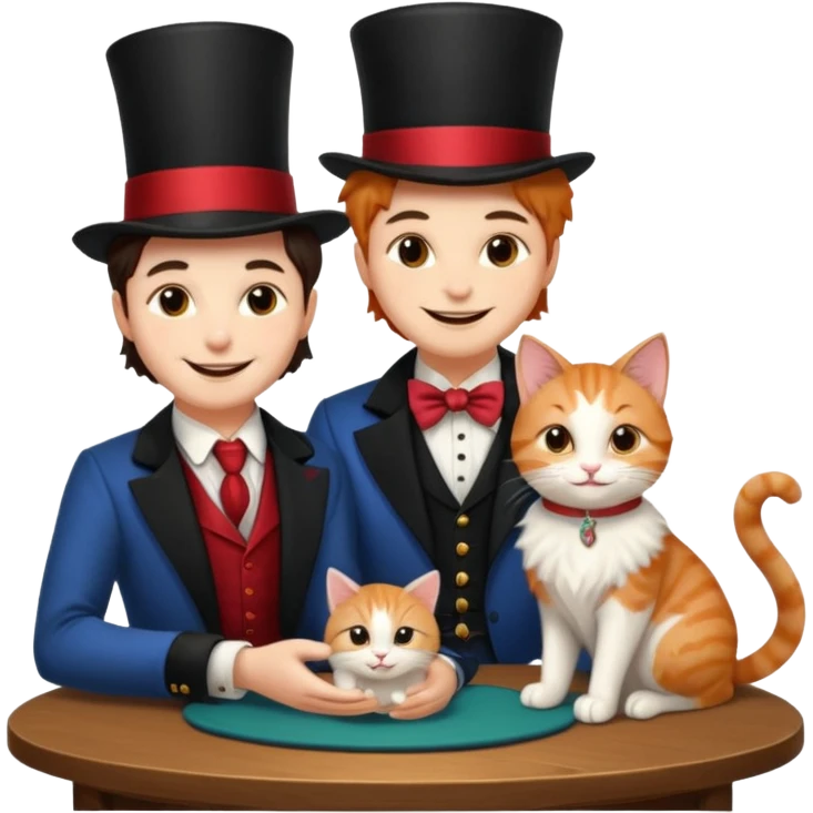 magician couple and their pet cat emoji