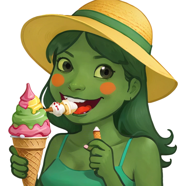 girl sucking ice cream emoji