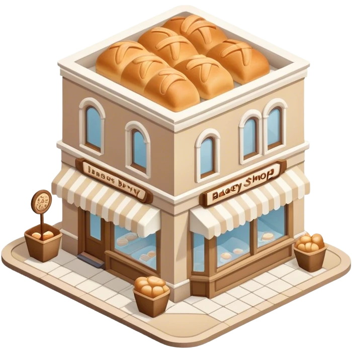 Isometric beige and white bakery shop emoji