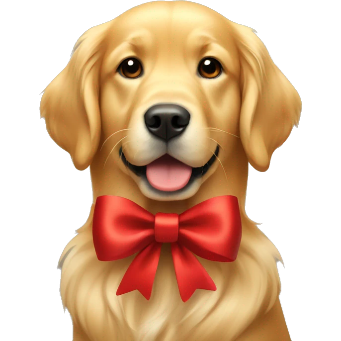Golden Retriever with red bow  emoji