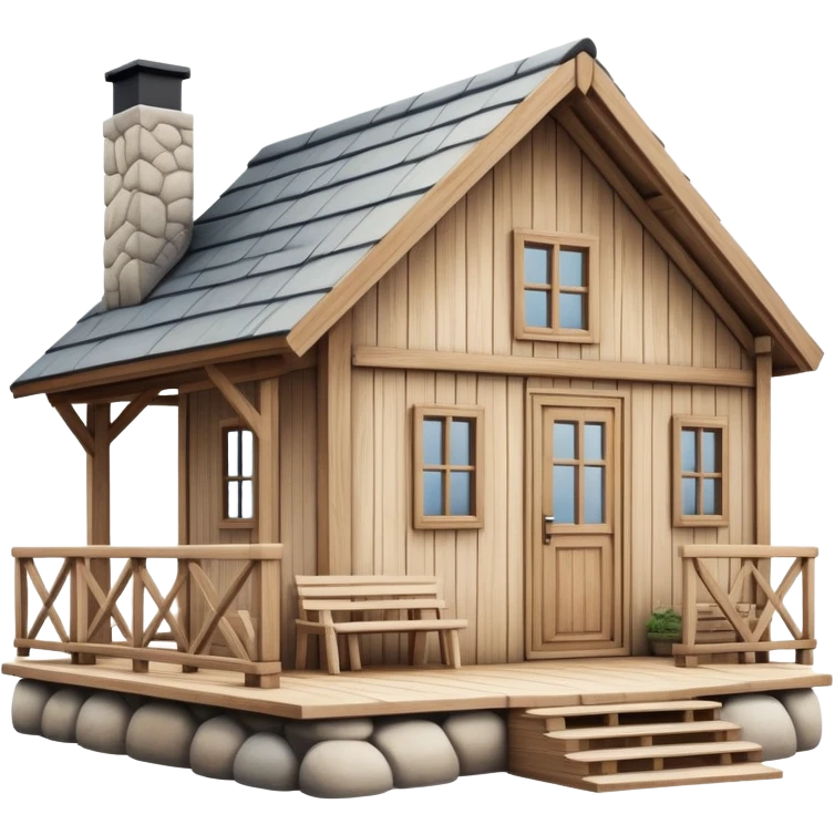 scandinavian wooden house with patio emoji