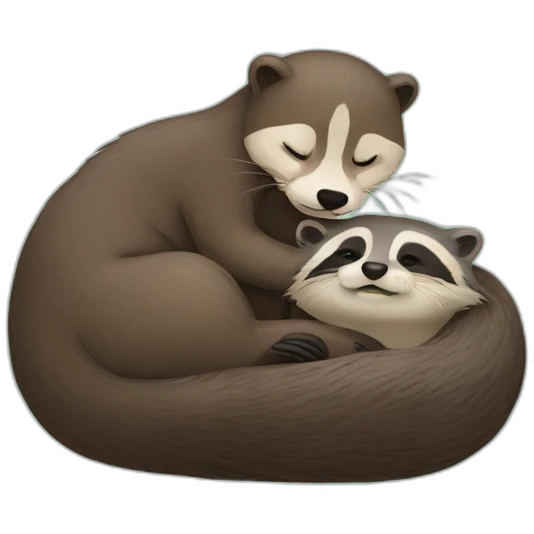 Otter sleeping with a raccoon emoji