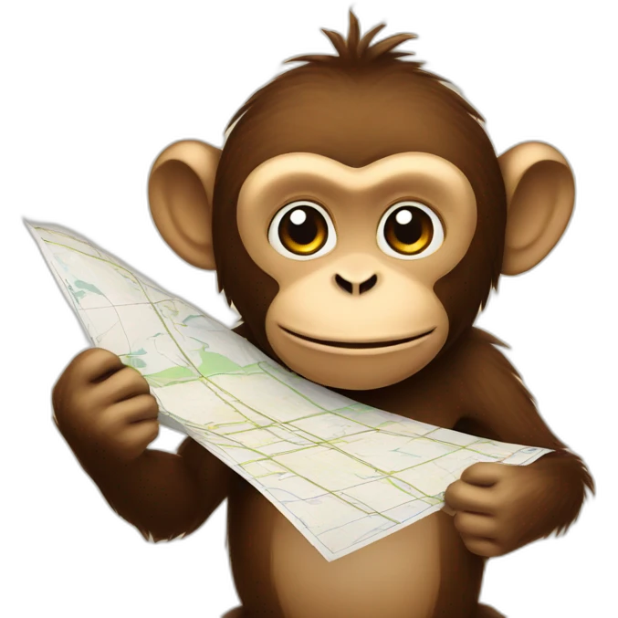 monkey with a paper map emoji