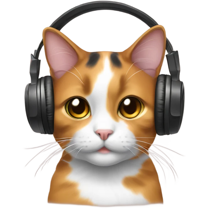 calico cat with headphones emoji