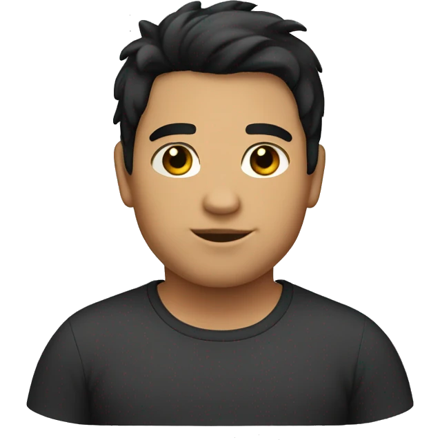 a boy fat with the hair for the shoulders and black hair emoji