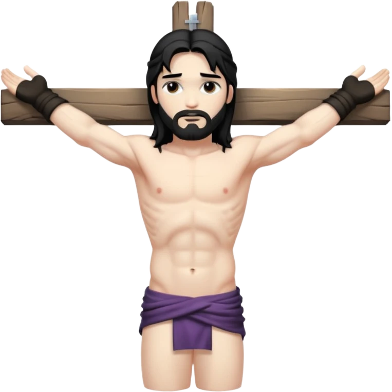jesus-body-on-the-cross, with black edgy hair emoji