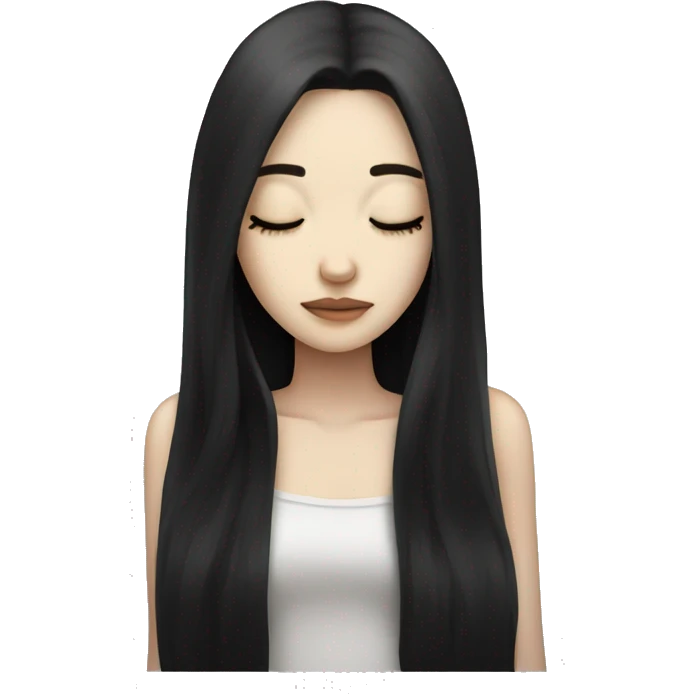 pale girl with long black hair sleeping  emoji