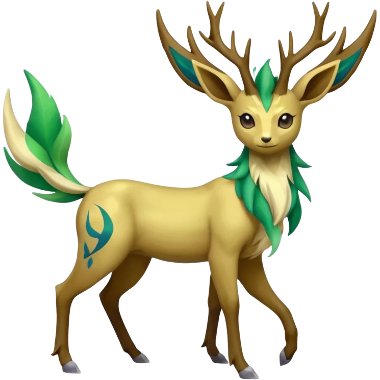 Xerneas-Sawsbuck-Leafeon-Amaura-Virizion-fusion (full body) emoji