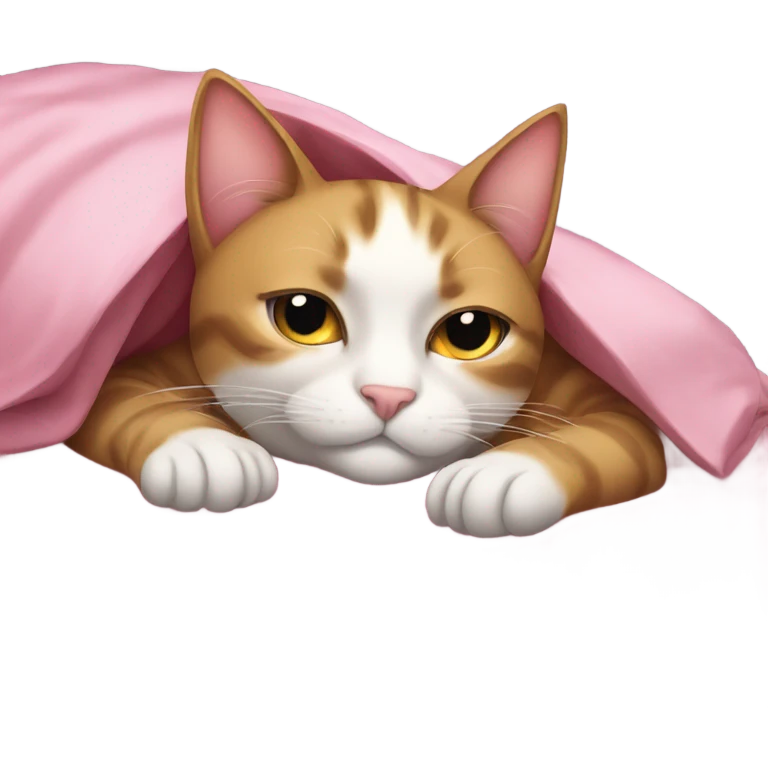 Glamorous cat sleeping in bed emoji