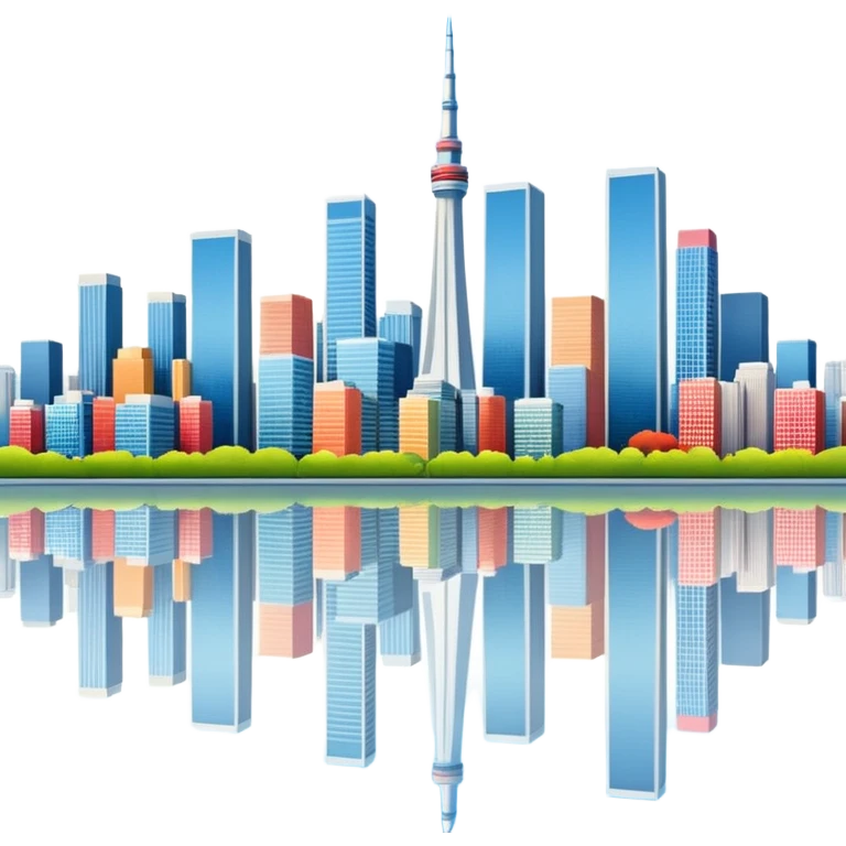 Create a tokyo skyline with a mirror image of the san francisco skyline below it.  emoji